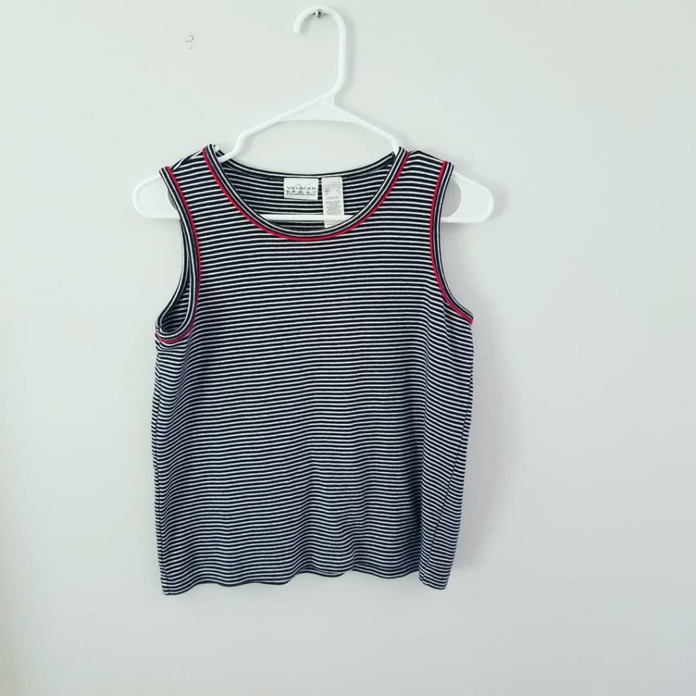 Navy and White Tank